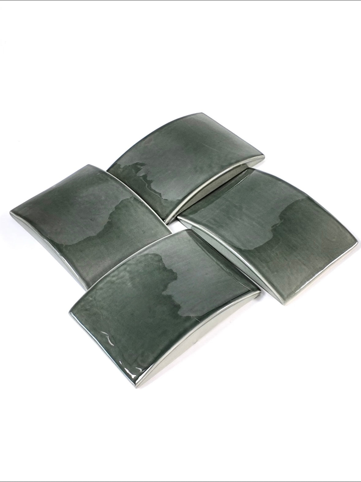 Curved Olive Handmade Ceramic Tile
