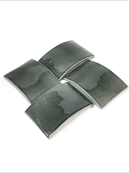 Curved Olive Handmade Ceramic Tile