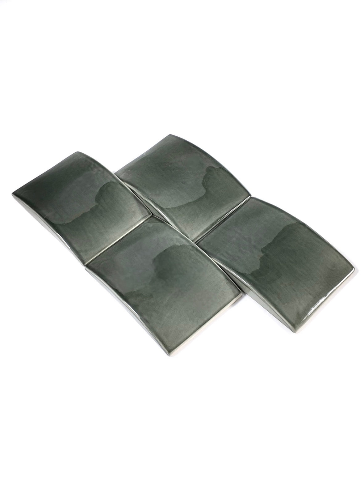 Curved Olive Handmade Ceramic Tile