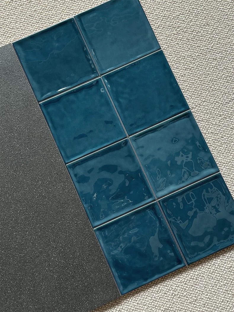Lustrous Wave Glazed Square Tile - Ocean Blue