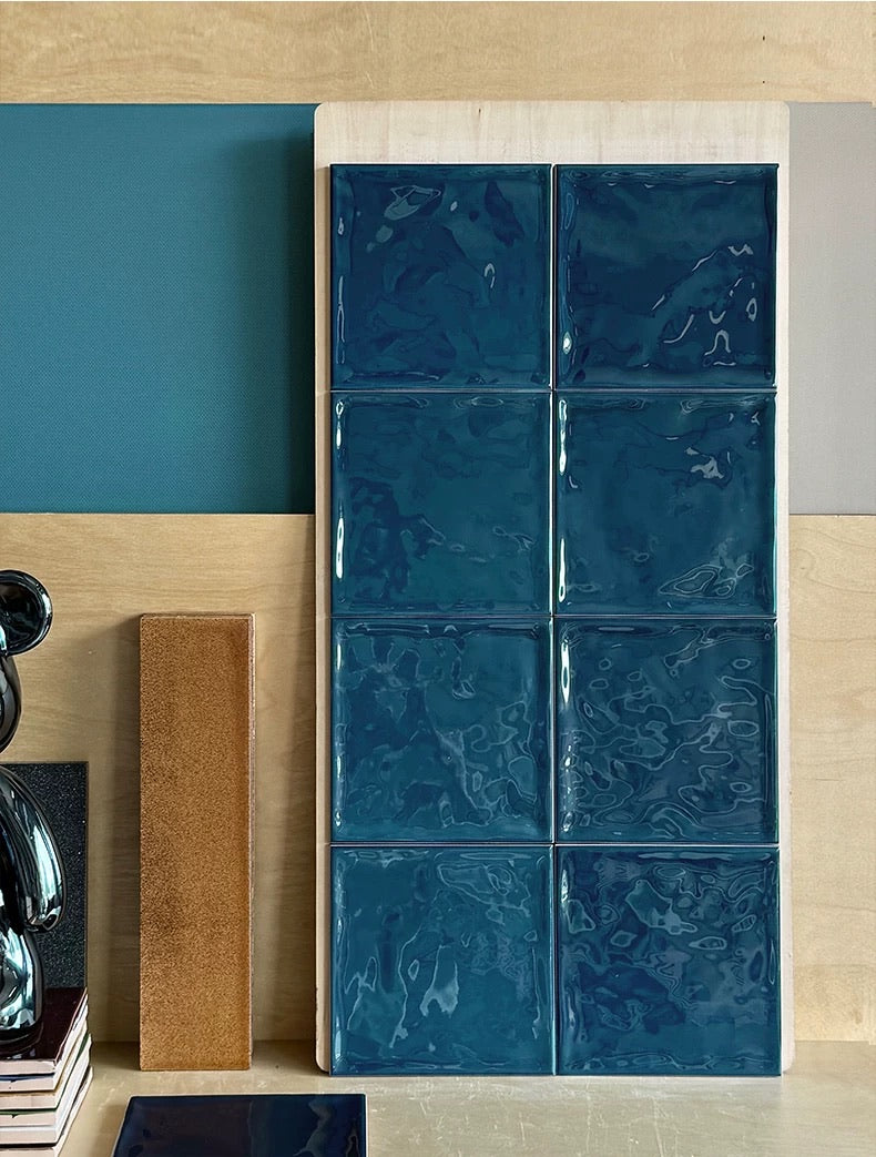 Lustrous Wave Glazed Square Tile - Ocean Blue