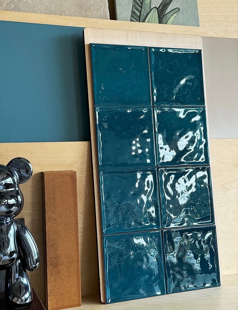 Lustrous Wave Glazed Square Tile - Ocean Blue