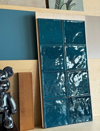 Lustrous Wave Glazed Square Tile - Ocean Blue
