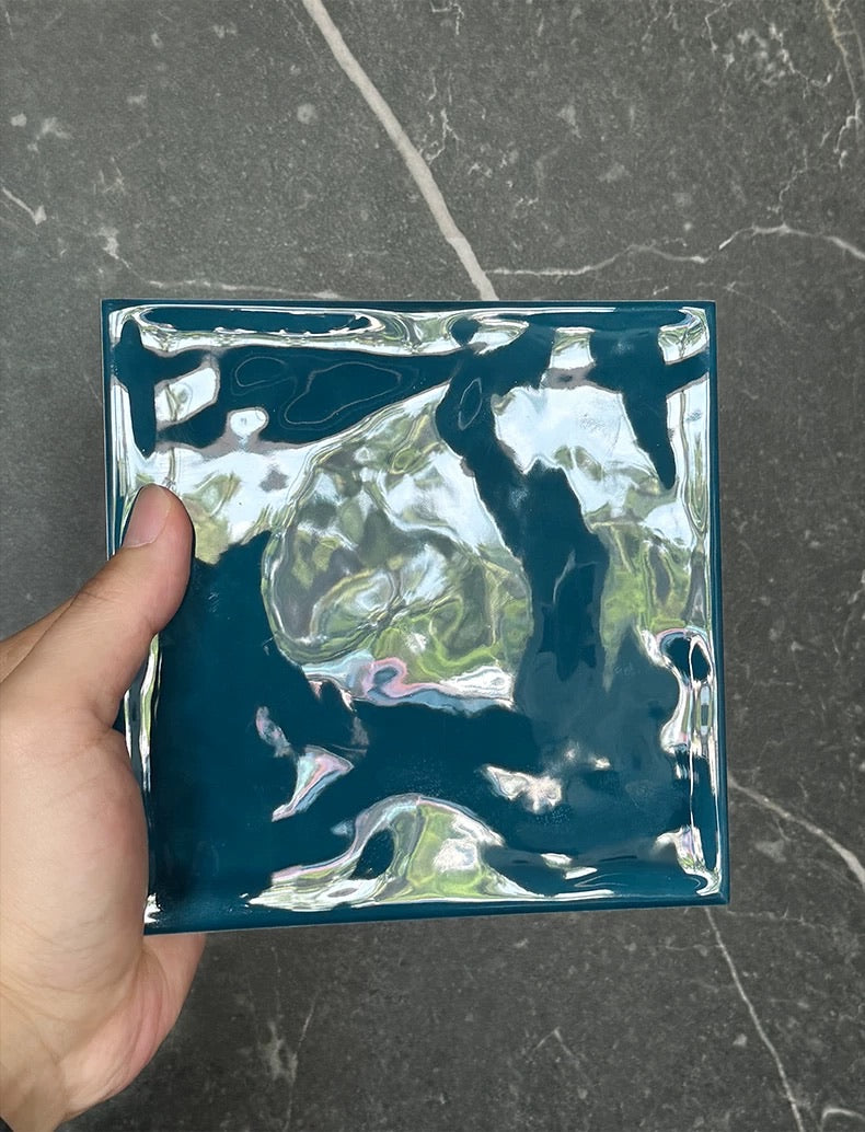 Lustrous Wave Glazed Square Tile - Ocean Blue