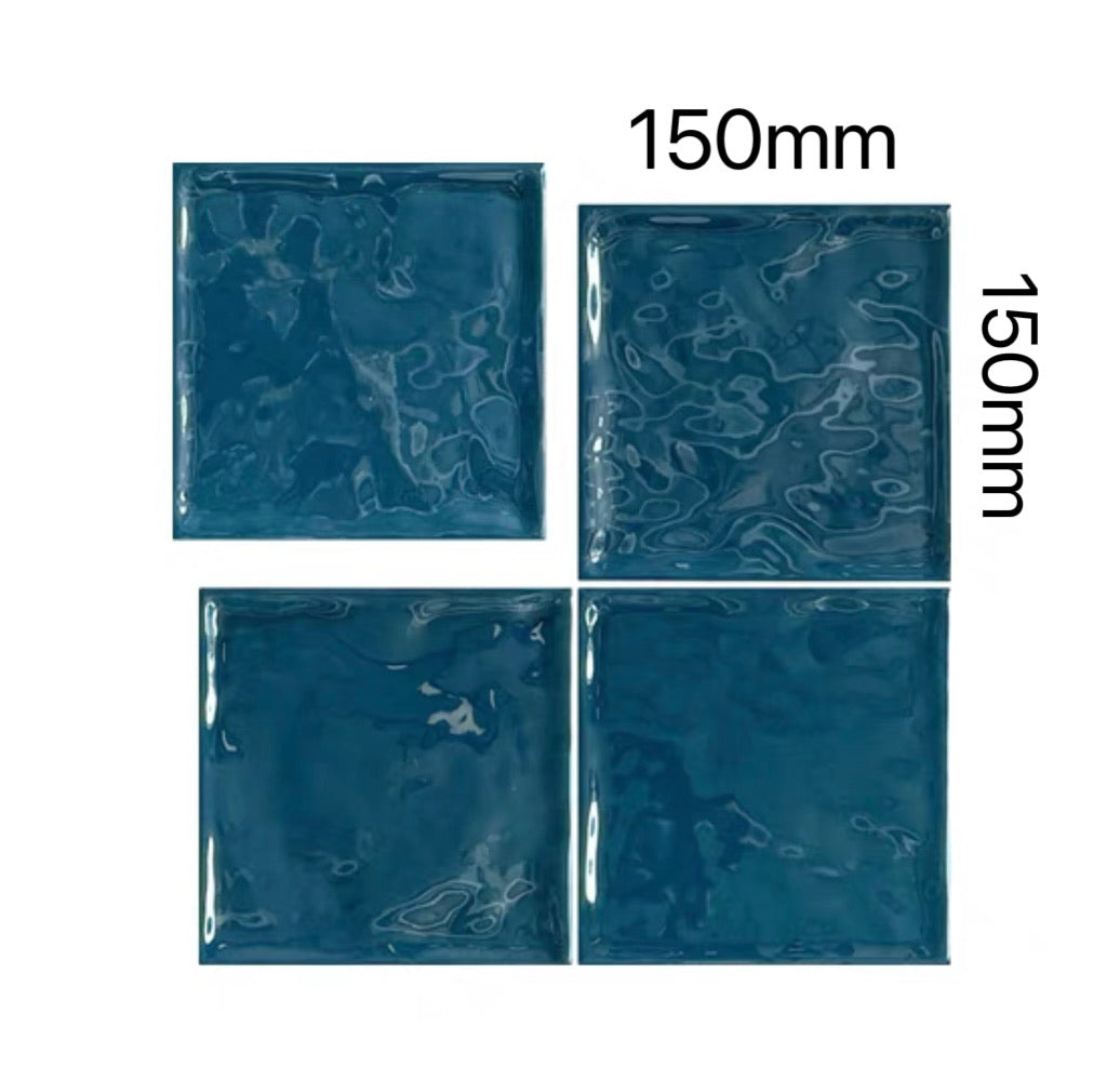 Lustrous Wave Glazed Square Tile - Ocean Blue