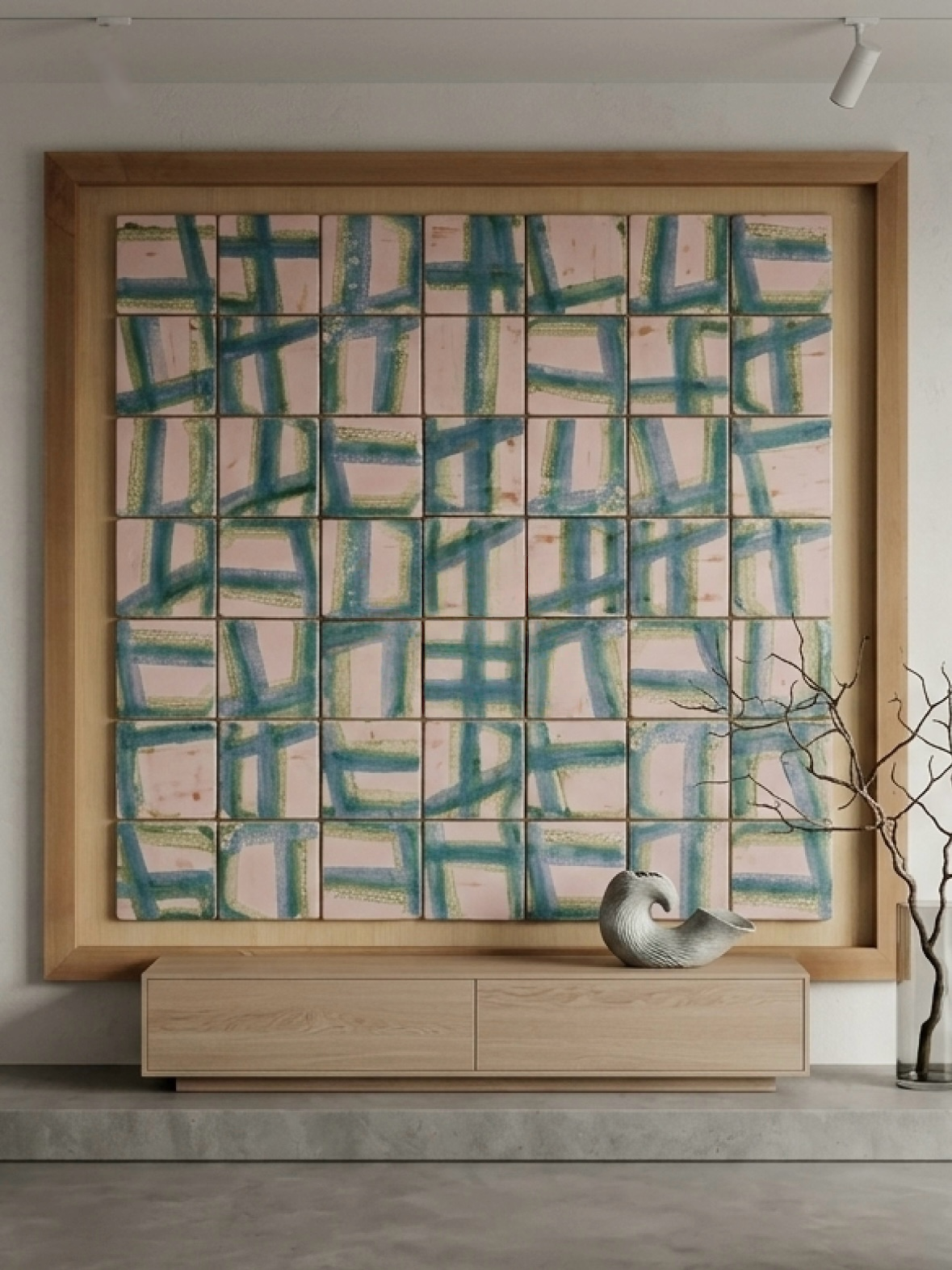 Painterly Grid Handmade Ceramic Tile