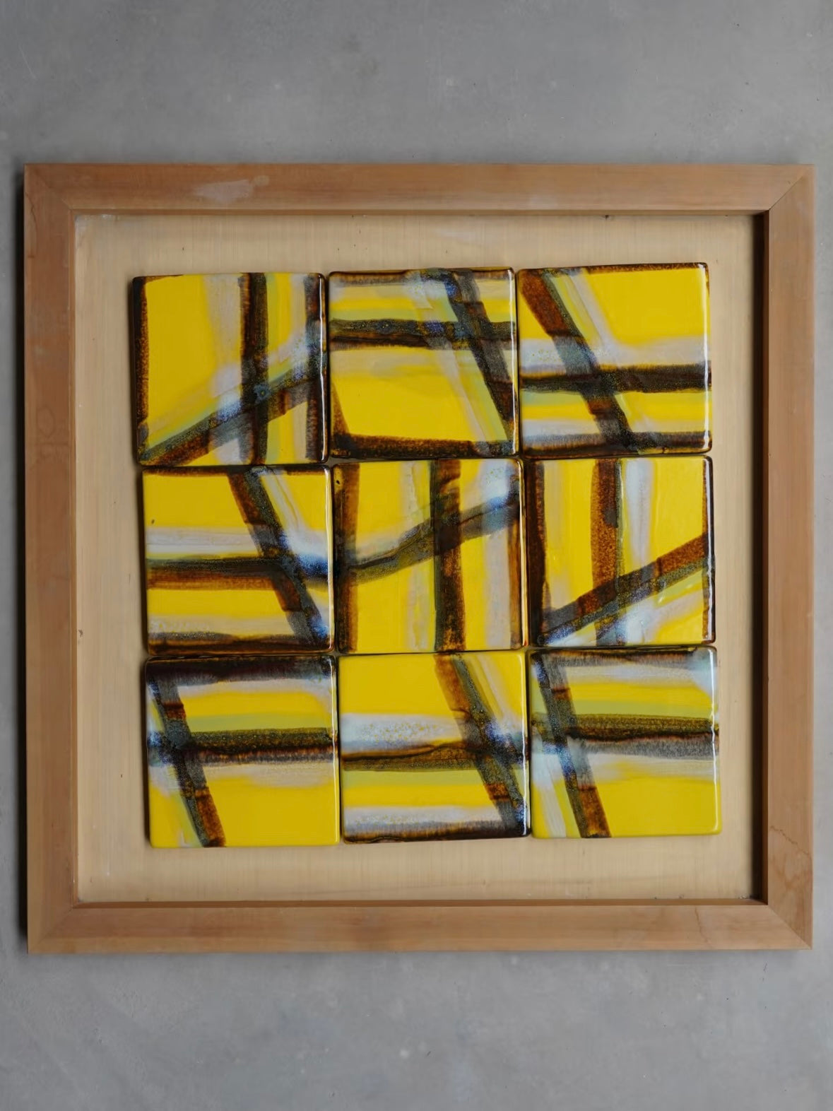 Sunlit Grid Handmade Ceramic Tile