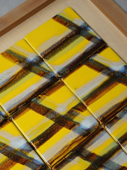 Sunlit Grid Handmade Ceramic Tile