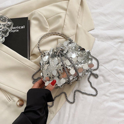 Celestial Lumière Sequin Bag silver