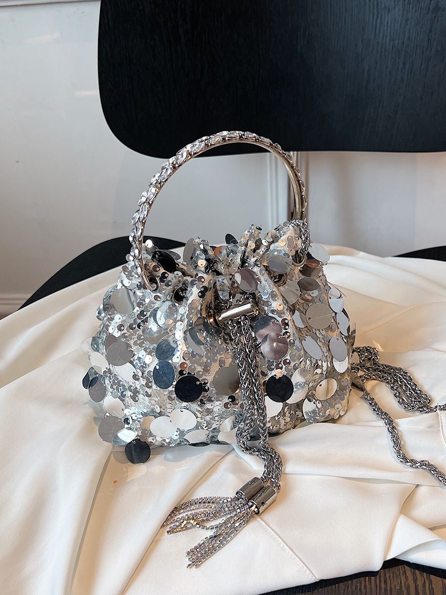 Celestial Lumière Sequin Bag silver