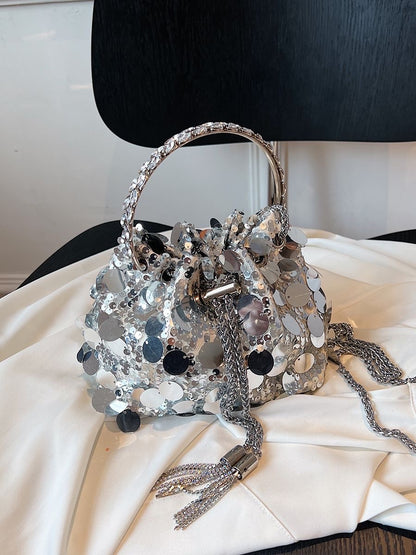 Celestial Lumière Sequin Bag silver