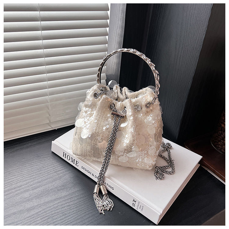 Celestial Lumière Sequin Bag white