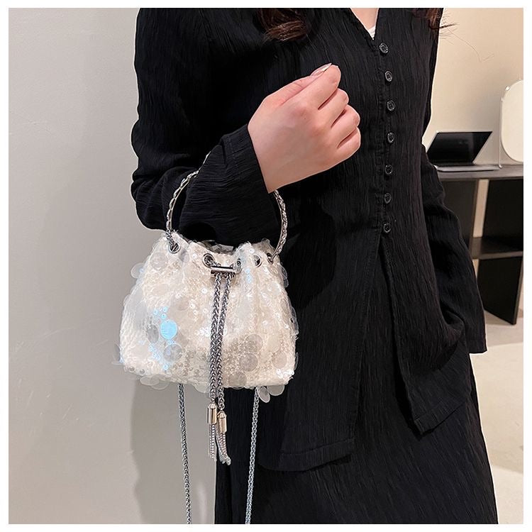 Celestial Lumière Sequin Bag white