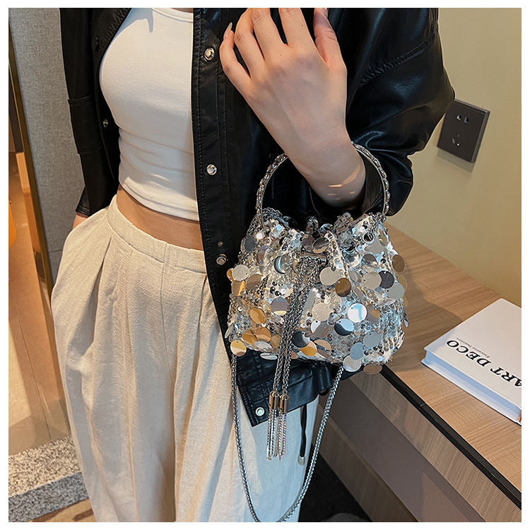 Celestial Lumière Sequin Bag silver