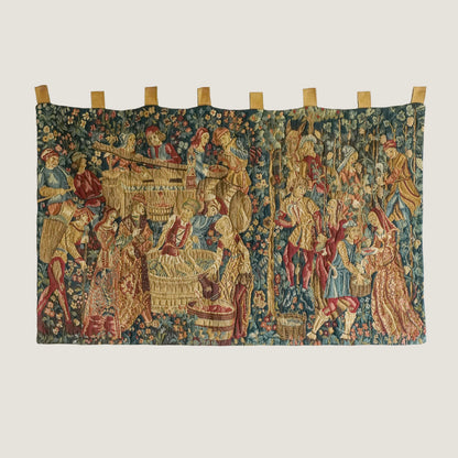 Grape Harvest Jacquard Tapestry — 20th Century French Wall Hanging by La Filandière