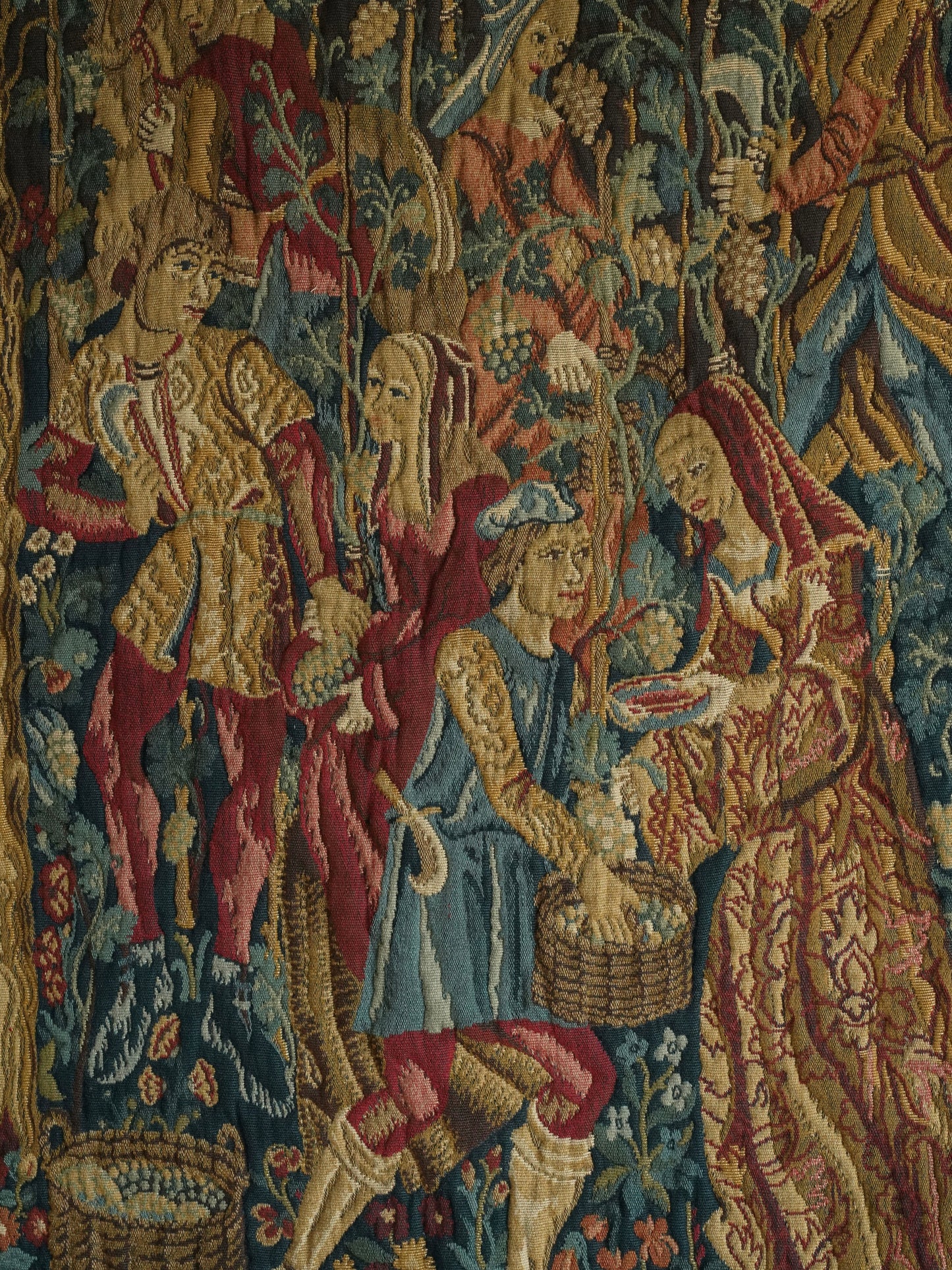 Grape Harvest Jacquard Tapestry — 20th Century French Wall Hanging by La Filandière