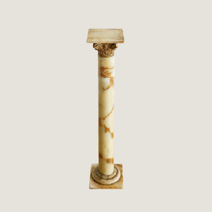 Italian Antique Brass and Marble Pedestal — Classical Decorative Column
