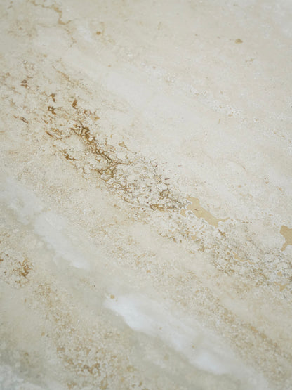 British Vintage Travertine Coffee Table — Sculptural Stone Minimalist Design