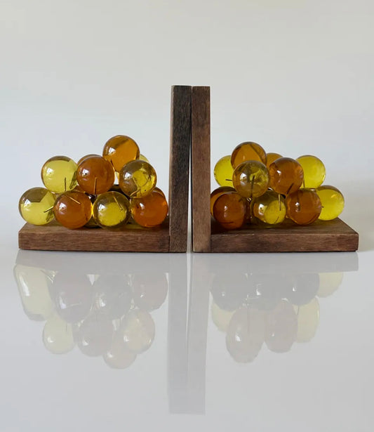 Amber Grape Cluster Bookends – USA, 1960s