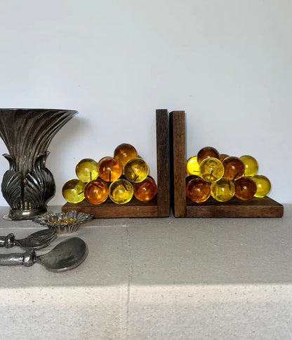 Amber Grape Cluster Bookends – USA, 1960s
