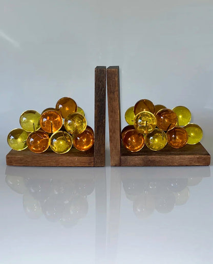 Amber Grape Cluster Bookends – USA, 1960s
