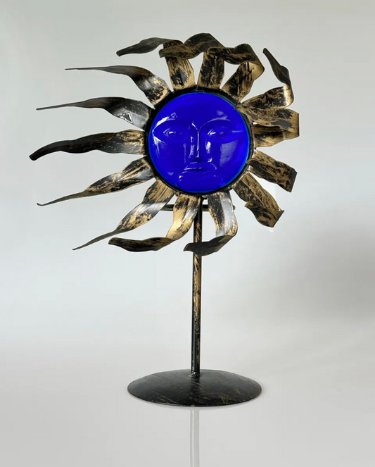 Solar Deity Candle Holder – Cobalt Sunface