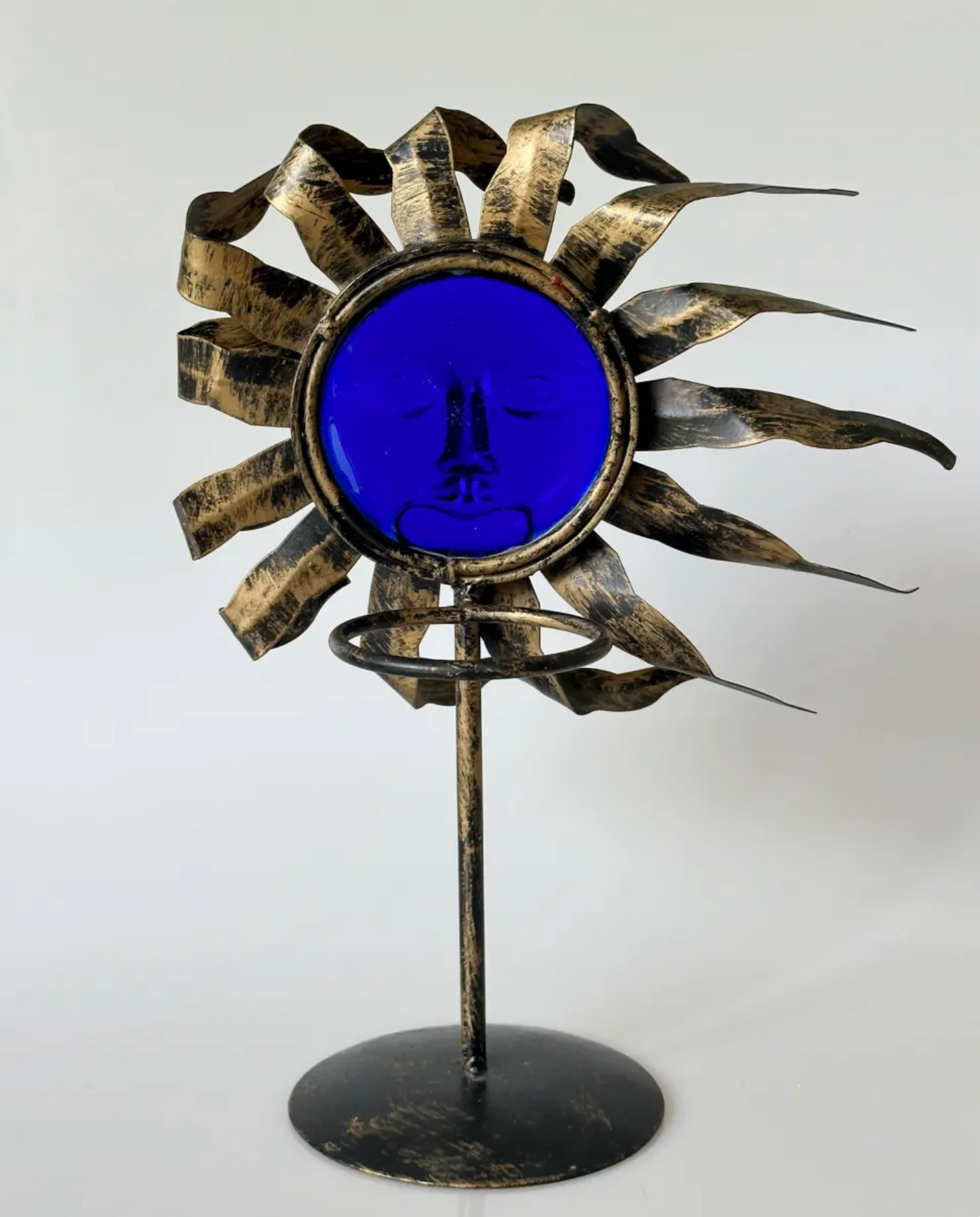 Solar Deity Candle Holder – Cobalt Sunface