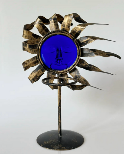 Solar Deity Candle Holder – Cobalt Sunface