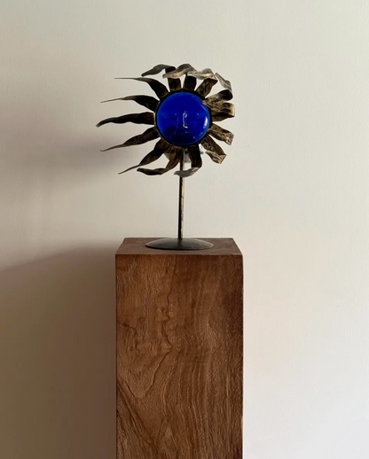 Solar Deity Candle Holder – Cobalt Sunface