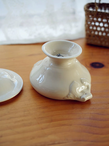 Vintage Cream Pedestal Soup Tureen with Lid