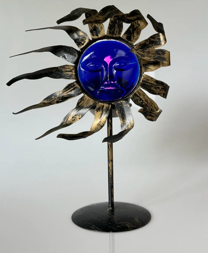 Solar Deity Candle Holder – Cobalt Sunface