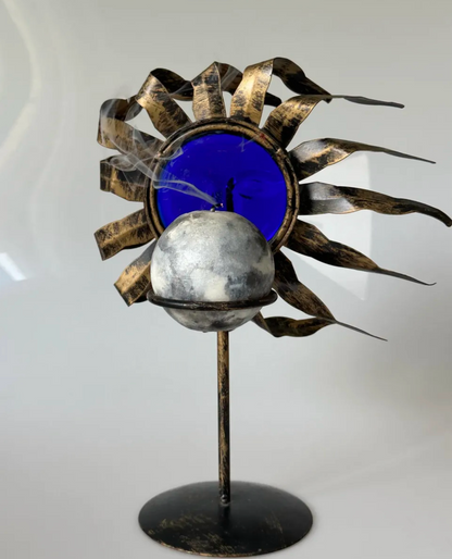 Solar Deity Candle Holder – Cobalt Sunface