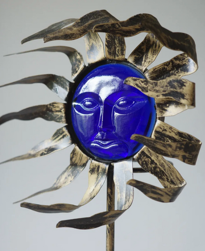 Solar Deity Candle Holder – Cobalt Sunface
