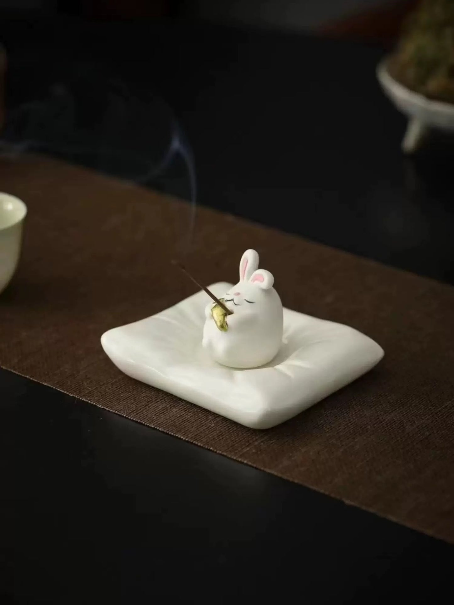 Serenity Bunny Ceramic Incense Holder