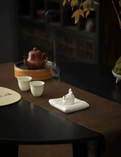 Serenity Bunny Ceramic Incense Holder