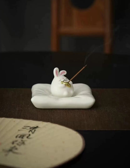 Serenity Bunny Ceramic Incense Holder