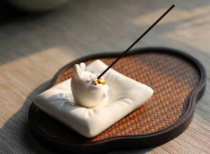Serenity Bunny Ceramic Incense Holder