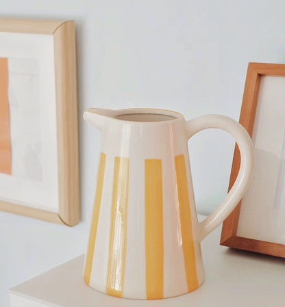 Sunbeam Stripes Ceramic Pitcher Vase
