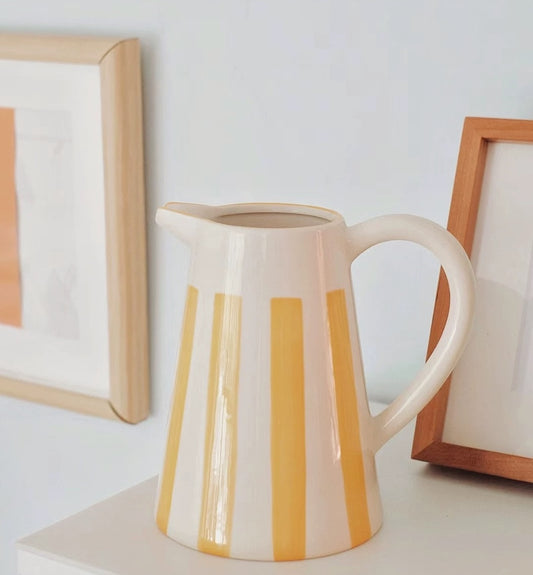 Sunbeam Stripes Ceramic Pitcher Vase