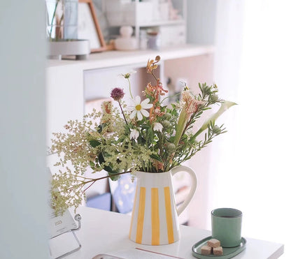 Sunbeam Stripes Ceramic Pitcher Vase