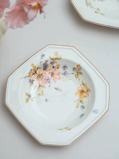 Botanical Octagonal Ceramic Plate Set