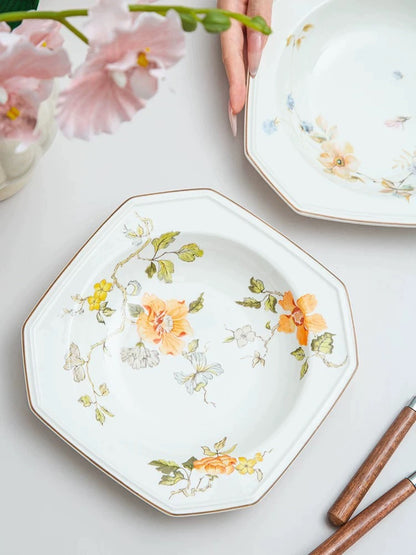 Botanical Octagonal Ceramic Plate Set