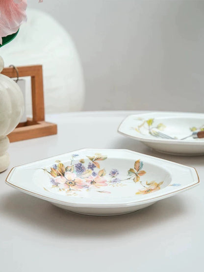 Botanical Octagonal Ceramic Plate Set