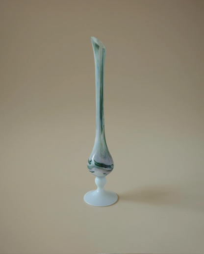Swirled French Milk Glass Bud Vase – France, 1950s