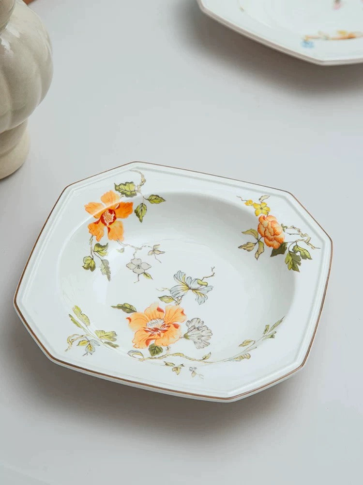 Botanical Octagonal Ceramic Plate Set