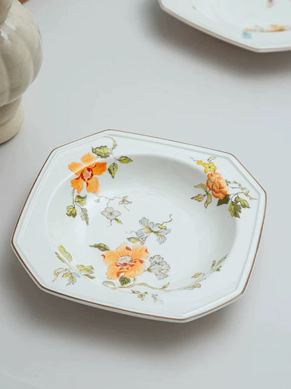 Botanical Octagonal Ceramic Plate Set