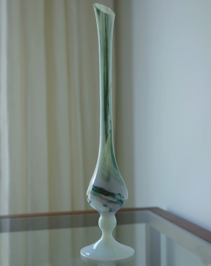 Swirled French Milk Glass Bud Vase – France, 1950s
