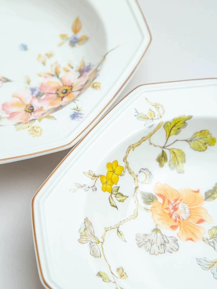 Botanical Octagonal Ceramic Plate Set