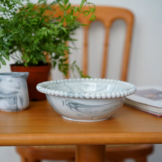 Marbled Pearl Rim Ceramic Bowl