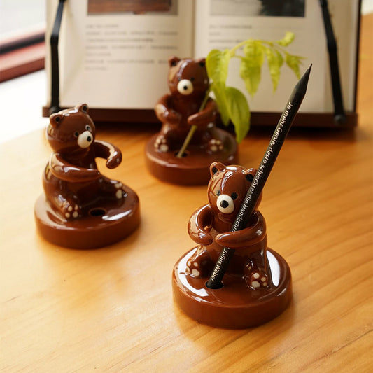 Bear Hug Ceramic Pen Holder